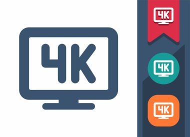 TV ikonu. Televizyon Ekranı, Düz Ekran TV, 4K