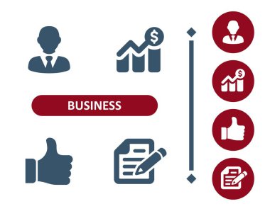 İş ikonları. Yatırım, yatırım, iş adamı, grafik, grafik, baş parmak, sözleşme, form simgesi