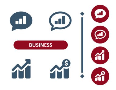 İş ikonları. Yatırım, yatırım, sohbet balonu, konuşma baloncukları, grafik, grafik simgesi