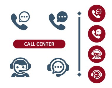 Merkezdeki simgeleri ara. Müşteri hizmetleri temsilcisi, müşteri desteği, telefon, telefon görüşmesi, kulaklık, sohbet balonu simgesi