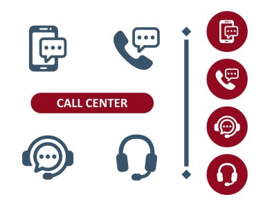 Merkezdeki simgeleri ara. Müşteri hizmetleri, müşteri desteği, akıllı telefon, telefon, telefon, kulaklık, sohbet balonu simgesi