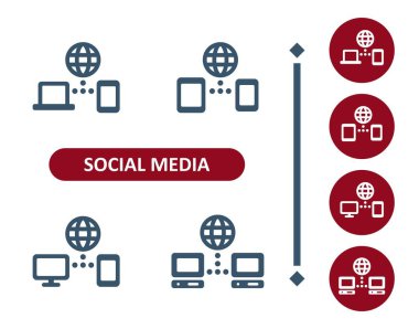 Sosyal medya simgeleri. Paylaş, Paylaş, Paylaş, Gönder, Çevrimiçi, Bilgisayar, Tablet, Cep Telefonu Yükle, İndir, Veri, Ağ Simgesi