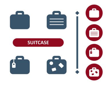 Çanta Simgeleri. Çanta, bavul, bavul, turizm, seyahat, bavul simgesi