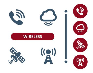 Kablosuz Simgeler. Sinyal, Telefon, Telefon, Bulut Hesaplama, Uydu, Radyo Kulesi, İletişim Simgesi