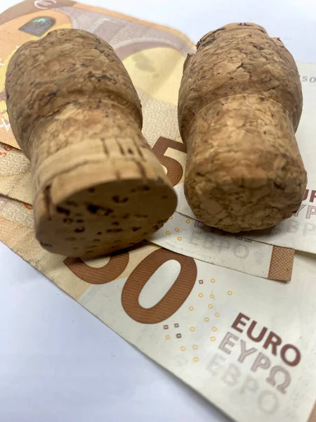 Euro Luk Banknotlarla Tıpa Tıkaçlarının Yakın Plan Çekimi — Stok fotoğraf