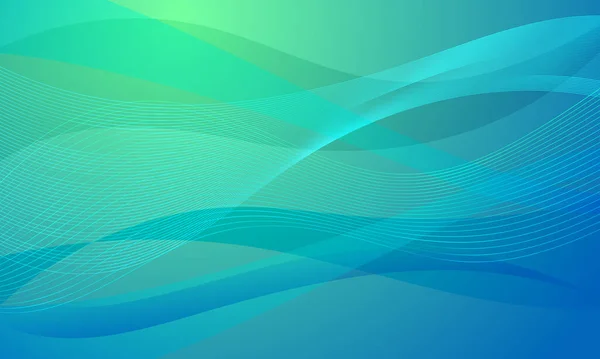 抽象的な青緑の線波曲線の背景 — ストック写真
