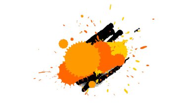 turuncu nokta fırça renk sıçrama boya su rengi yarım ton renk grunge tarzı grafik element beyaz arkaplan üzerinde