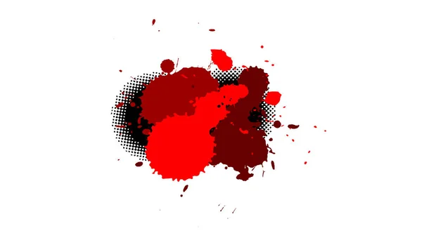Κόκκινο Χρώμα Πινέλο Μαύρη Κουκίδα Πιτσιλιά Ζωγραφική Χρώμα Νερού Halftone — Φωτογραφία Αρχείου