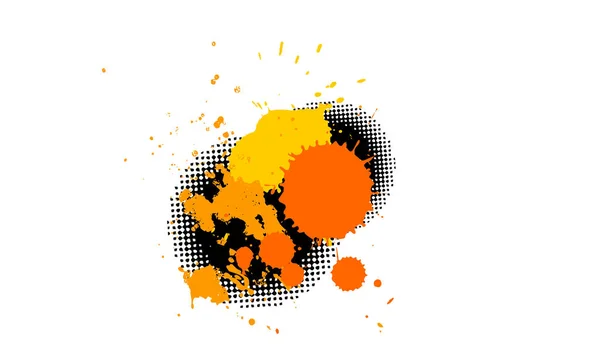 Оранжевый Желтый Черный Точка Кисть Цвет Брызг Живописи Акварель Цвет — стоковое фото