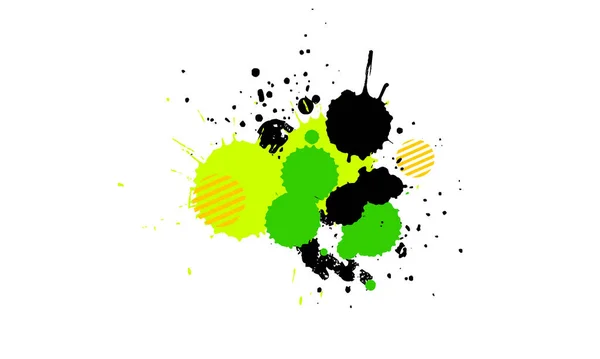 Желтый Зеленый Оранжевый Брызги Кисти Акварель Гранж Графический Стиль Изолирован — стоковое фото