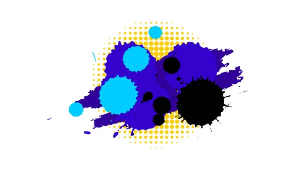 Синий Кисть Акварели Брызги Живописи Графический Элемент Белом Фоне — стоковое фото