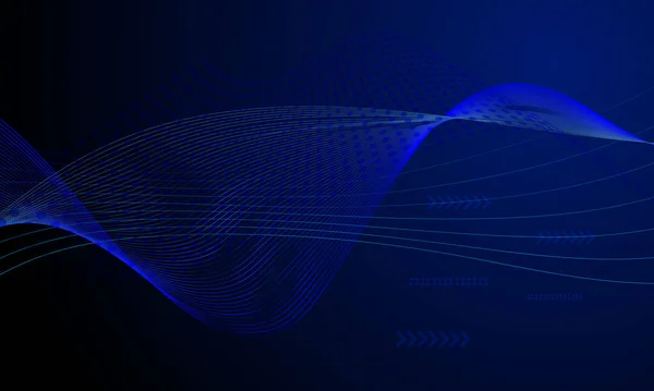 Azul Linhas Onda Curva Conectando Tecnologia Abstrato Fundo — Fotografia de Stock