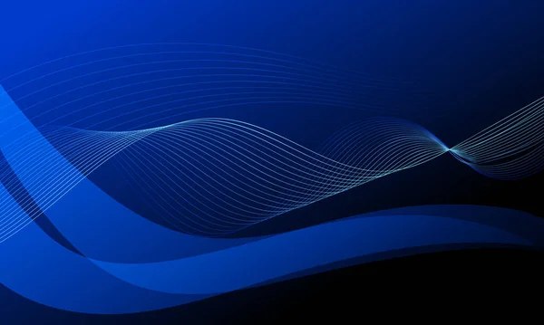 Linhas Azuis Curvas Onda Com Gradiente Suave Abstrato Tecnologia Fundo — Fotografia de Stock