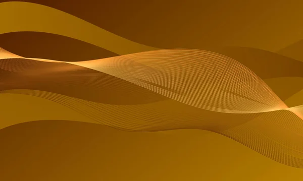 Abstrakcyjny Złoty Żółty Kolor Fala Krzywe Linie Luksus Gładkim Tle — Zdjęcie stockowe