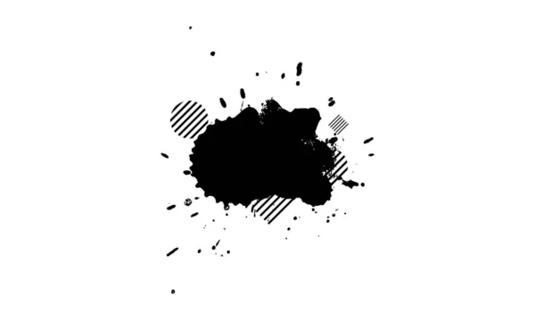 Svart Bläck Tappade Pensel Målning Stänk Stänk Grunge Grafiskt Element — Stockfoto