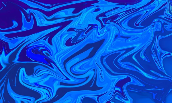 Blauwe Vloeistof Olieverf Plons Water Kleur Artistieke Abstracte Achtergrond — Stockfoto
