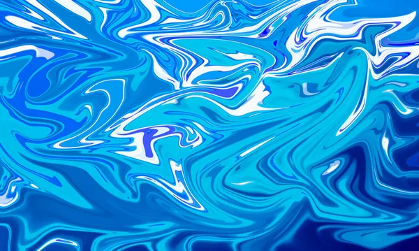Niebieski Płyn Olejny Malarstwo Woda Kolor Plusk Artystyczny Abstrakcyjne Tło — Zdjęcie stockowe