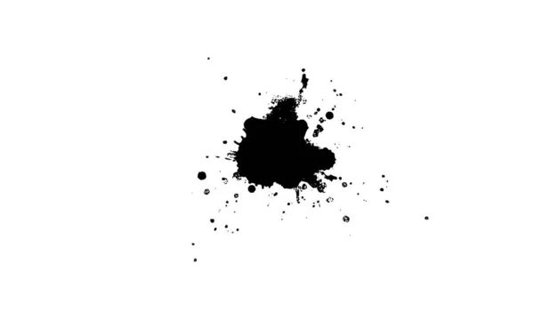 Чорне Чорнило Розбризкує Акварельне Фарбування Пензлем Гранжевому Графічному Стилі Білому — стокове фото