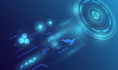 mavi hud daire devresi teknolojisi ağ soyut arkaplanını bağlıyor