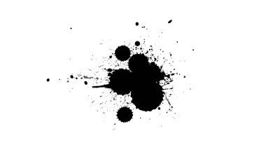 Siyah mürekkep beyaz arkaplanda grunge grafiğinde sıçrama yaptı