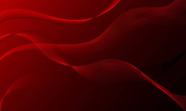 Soyut kırmızı çizgiler eğrileri düzgün eğimli arkaplan ile dalgalandırır