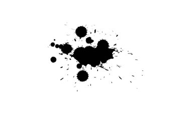 Siyah mürekkep beyaz arkaplanda grunge grafik tarzında sıçrama yaptı