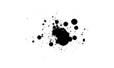 siyah mürekkep fırçalanmış sıçrama beyaz arkaplan üzerine sıçrama