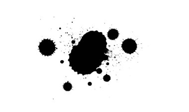 beyaz arkaplanda siyah suluboya fırçalanmış sıçrama