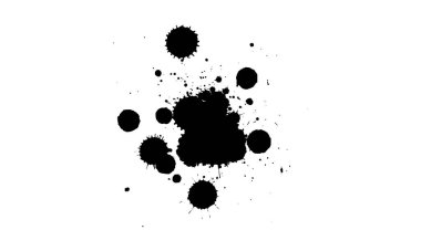 siyah mürekkep boyası sıçrıyor grunge grafik ögesi beyaz arkaplanda