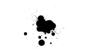 siyah mürekkep suluboya sıçratır beyaz arkaplanda