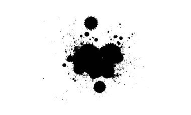 siyah renk boyası beyaz arkaplana grunge grafik ögesi sıçratır