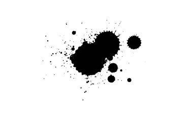 Siyah mürekkep boyası beyaz arkaplana sıçramış.