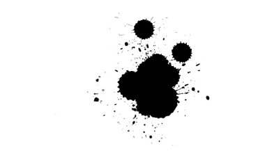 Beyaz arkaplanda siyah mürekkep sıçraması