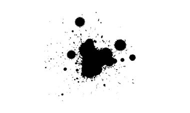 grunge grafik elementinde siyah mürekkep fırçalanmış sıçrama sıçraması beyaz arkaplan