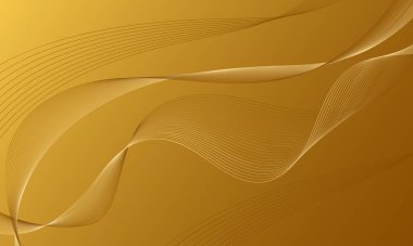 Altın pürüzsüz çizgiler yumuşak gradyan soyut arkaplan üzerinde eğriler sallıyor