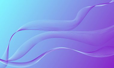 Mavi menekşe düz çizgiler, gradyan soyut arkaplanda eğriler sallıyor