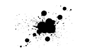 Siyah mürekkep fırçası beyaz arkaplana sıçramış.