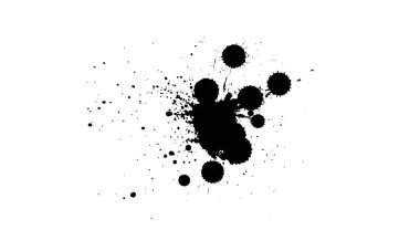 beyaz arkaplanda siyah mürekkep sıçrama grunge grafik biçimi