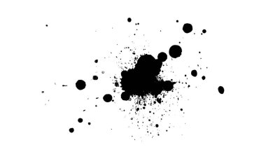 Siyah mürekkep fırçası resmi beyaz arkaplana sıçradı