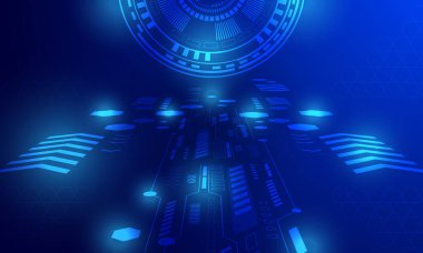 Elektronik ağ soyut arkaplanı birbirine bağlayan mavi çizgiler devre tekolojisi