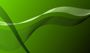 Soyut arkaplanda düz dalga eğrileri olan yeşil ışık