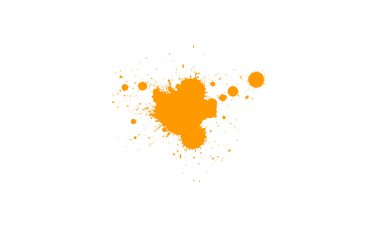 turuncu suluboya fırça boya sıçrama kirli grunge grafik element beyaz arkaplan üzerine