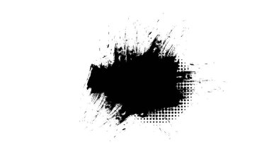 siyah fırça boyama pankartı ile yarım ton grunge grafik ögesi