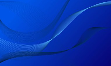 Mavi çizgiler düz gradyan soyut arkaplanda eğriler oluşturur