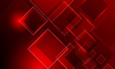 Kırmızı çizgiler devre kare ağı neon ışığı soyut teknoloji arkaplanına bağlanıyor