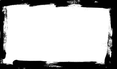 siyah mürekkep fırçası boş çerçeve çerçeve sanatsal öğesini boyuyor