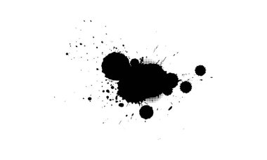 Siyah mürekkep fırçası resmi beyaz arka plan sanatsal üzerine sıçradı