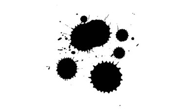 Siyah mürekkep fırçası düştü. Beyaz arkaplana sanatsal sıçrama.