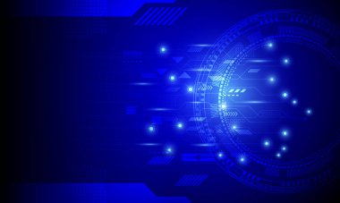 Mavi çizgiler elektronik ağı çevreleyecek ve neon ışığı soyut yüksek teknoloji arkaplanı olacak.