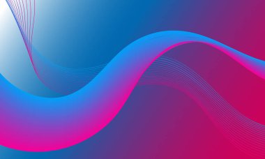 pembe mavi düz çizgiler 3d çizgileri yumuşak gradyan soyut arkaplan üzerinde eğriler dalgalandırır
